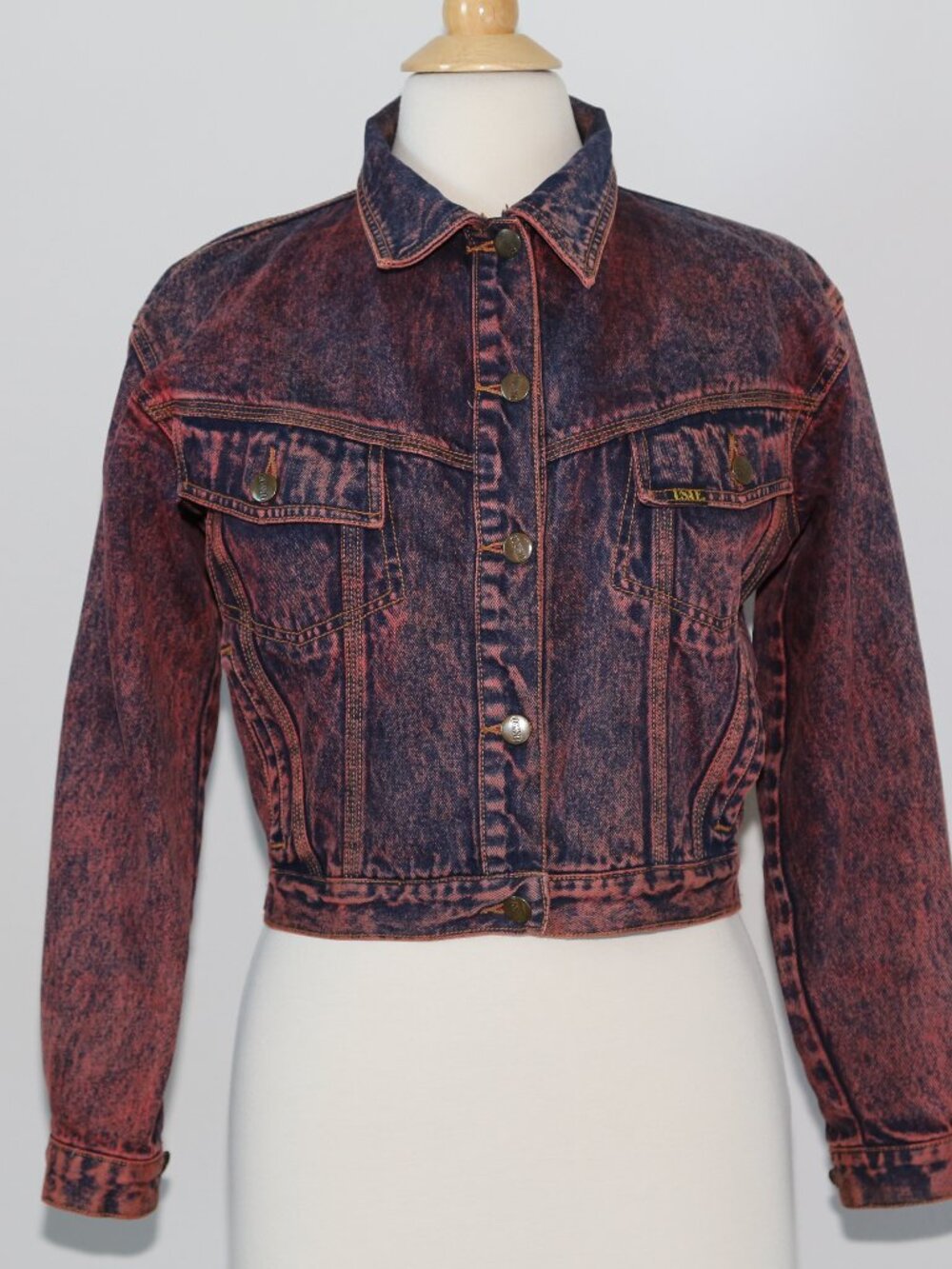 Rare Vintage USA.E Classic Cotton Cropped Denim Jacket – Purple Blue Wash